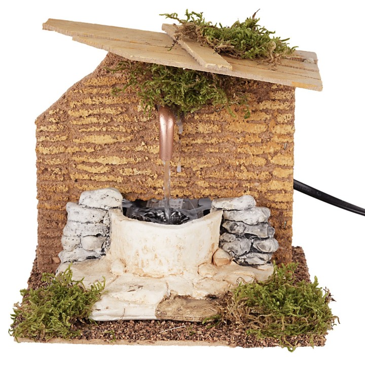 Fuente de piedra funcional a corriente para pesebre 15x14,5x13h
