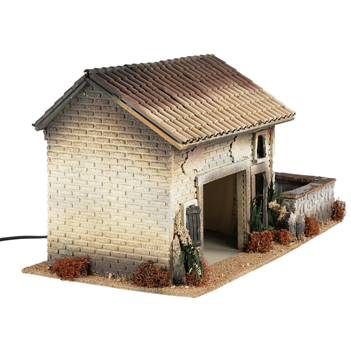 Cascinale con mulino ad acqua funzionante cm 50x25,5x27h