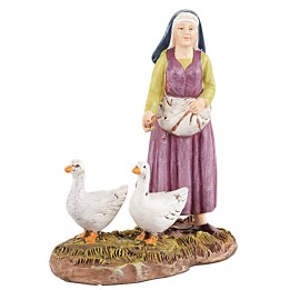 Peasant woman with geese 12 cm in resin Martino Landi