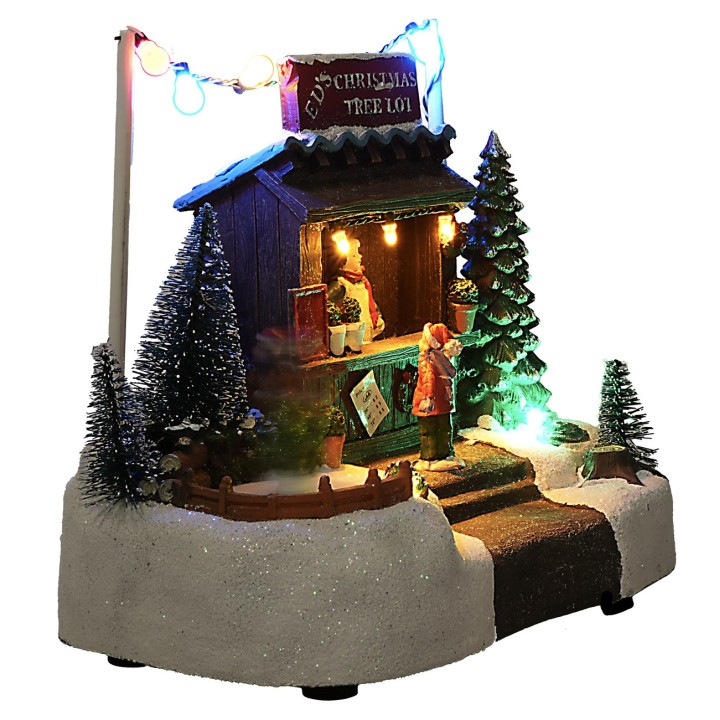 Christmas scene with stall complete with lights and sounds