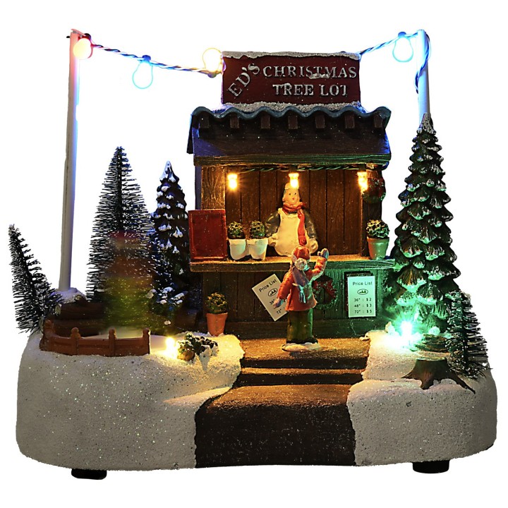 Christmas scene with stall complete with lights and sounds