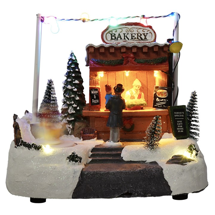 Christmas market stall with lights and sounds cm 20.5x13x18h