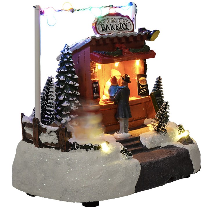 Christmas market stall with lights and sounds cm 20.5x13x18h