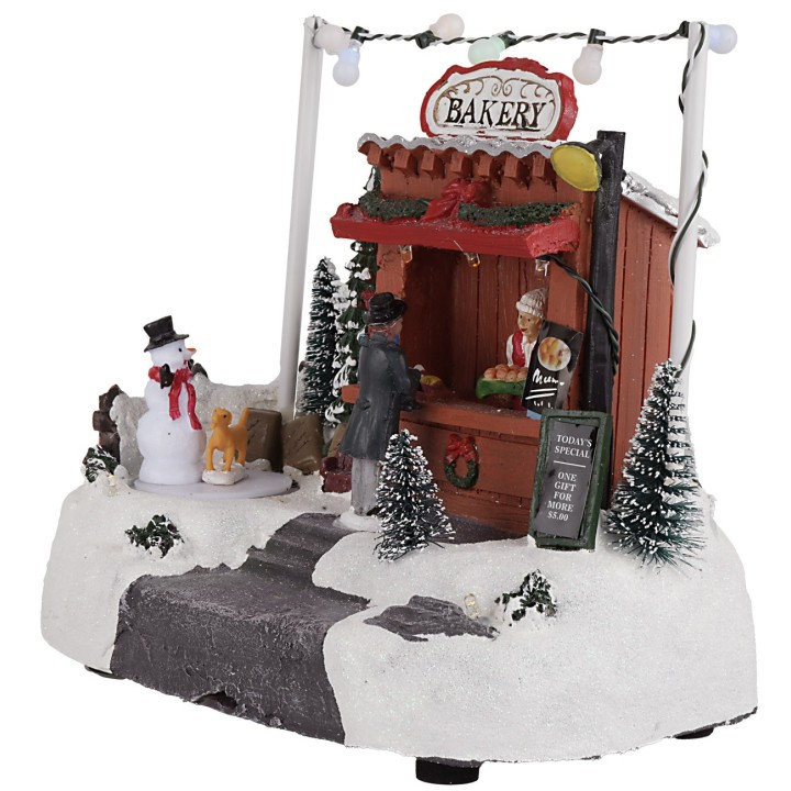 Puesto para mercado de Navidad con luces y sonidos cm