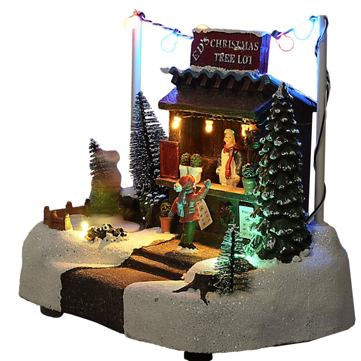 Christmas scene with stall complete with lights and sounds