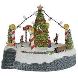 Giostra natalizia con pista da pattinaggio e luci cm 24x22x19,5h