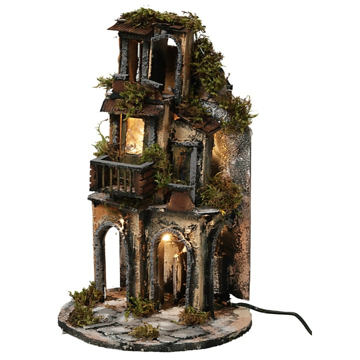 Illuminated village in Neapolitan style with circular base cm