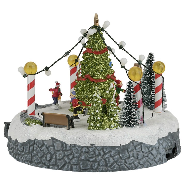 Christmas carousel with skating rink and lights, dimensions