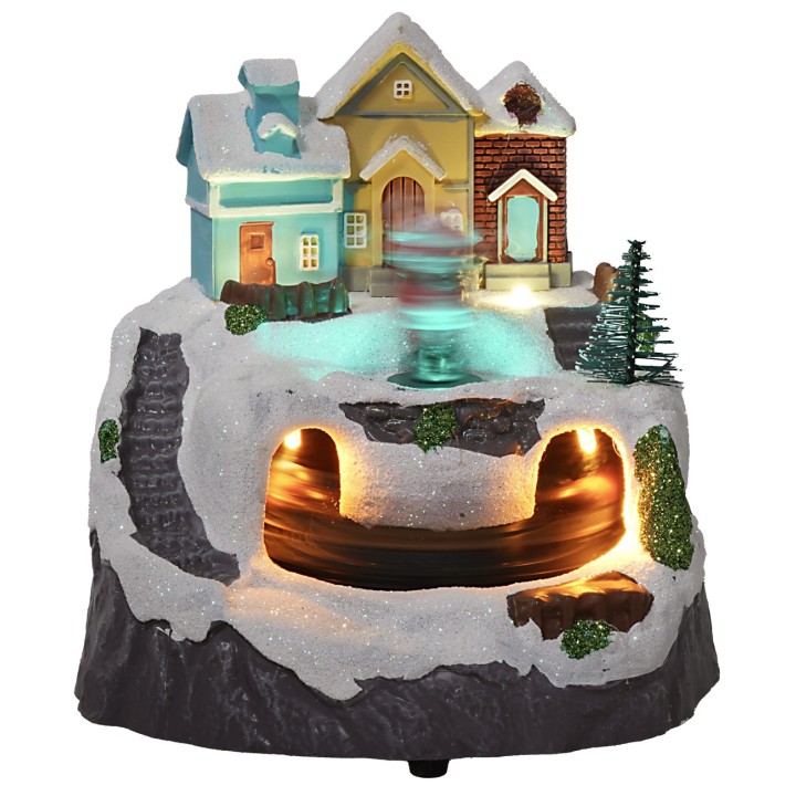 Village with Santa Claus and train complete with lights and