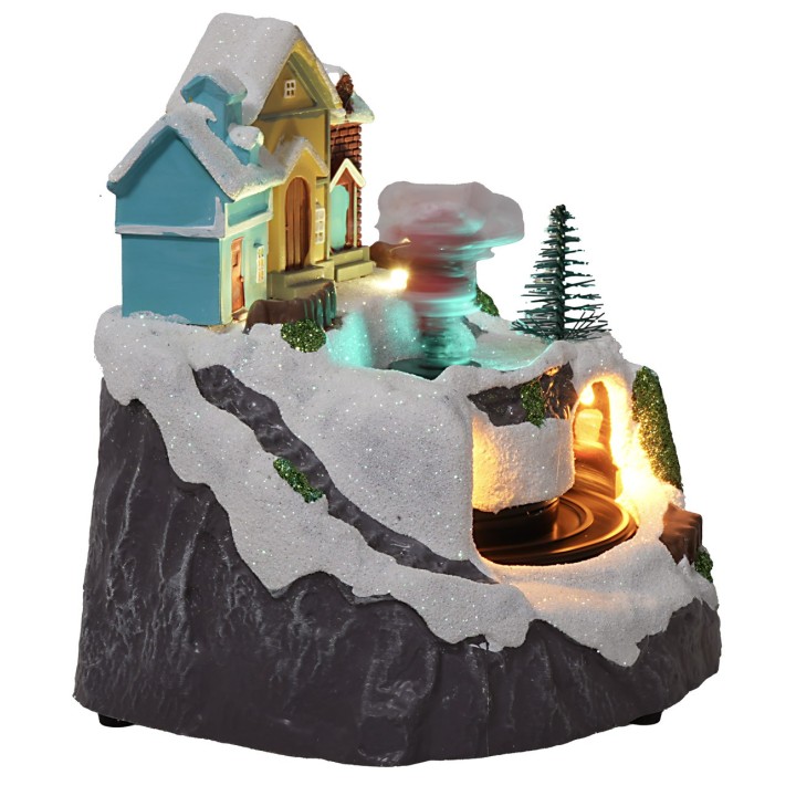 Village with Santa Claus and train complete with lights and