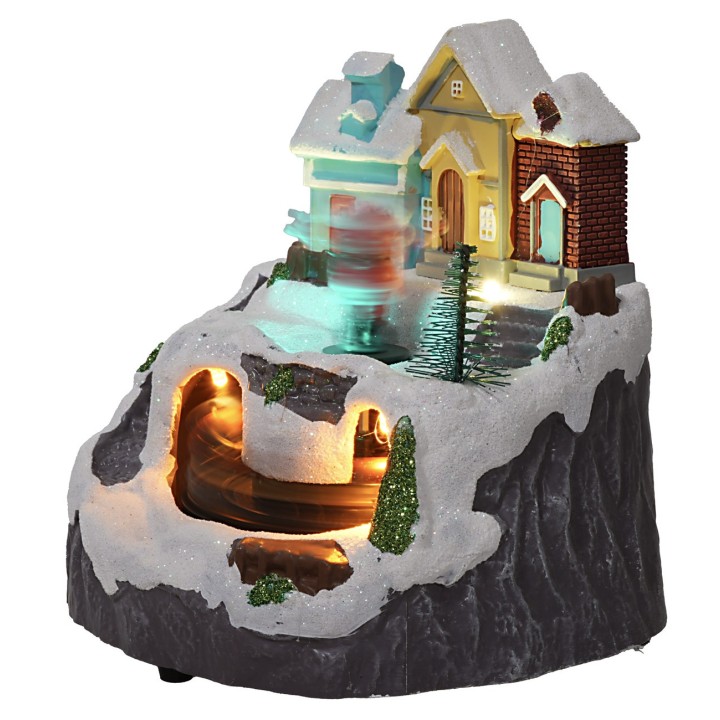 Pueblo con Papá Noel y tren completo de luces y sonidos cm