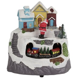Pueblo con Papá Noel y tren completo de luces y sonidos cm