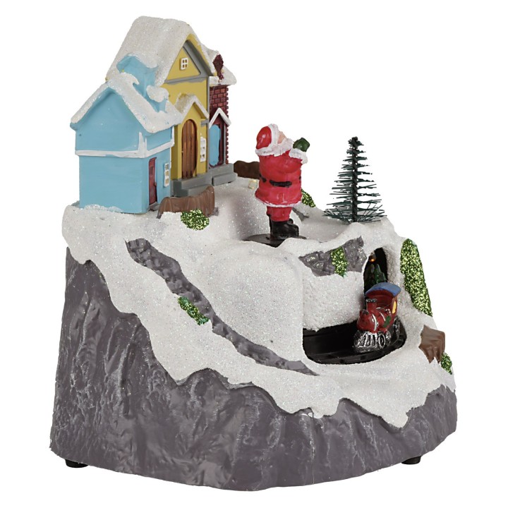 Villaggio con Babbo Natale e treno completo di luci e suoni cm