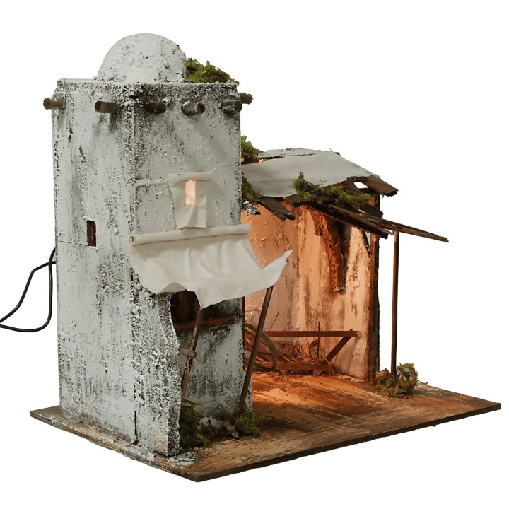 Illuminated Arabian house with stable 28.5x21xh28.5 cm