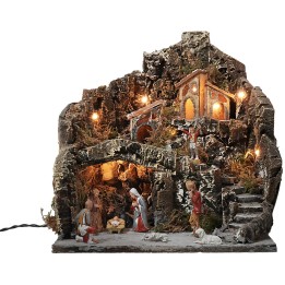 Pesebre iluminado completo de estatuas Landi Moranduzzo cm