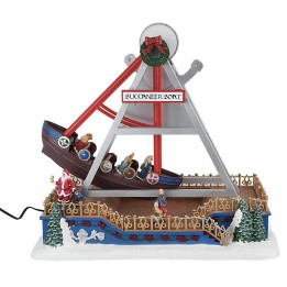 Christmas carousel with rocking ship complete with lights and
