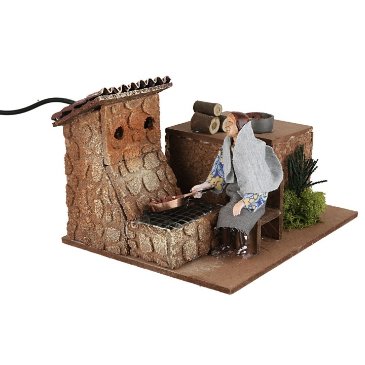 Caldarrostaia serie 12 cm in movimento con fuoco cm 17x15x12 h