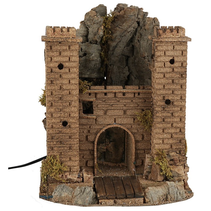 Castello con ponte levatoio in movimento cm 26x24x32 h