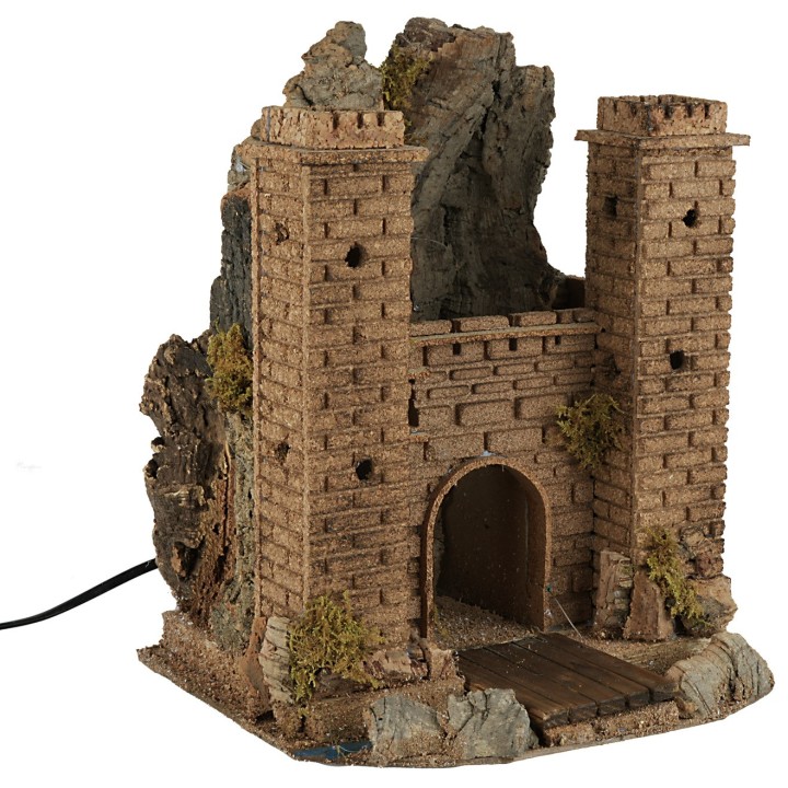 Castello con ponte levatoio in movimento cm 26x24x32 h