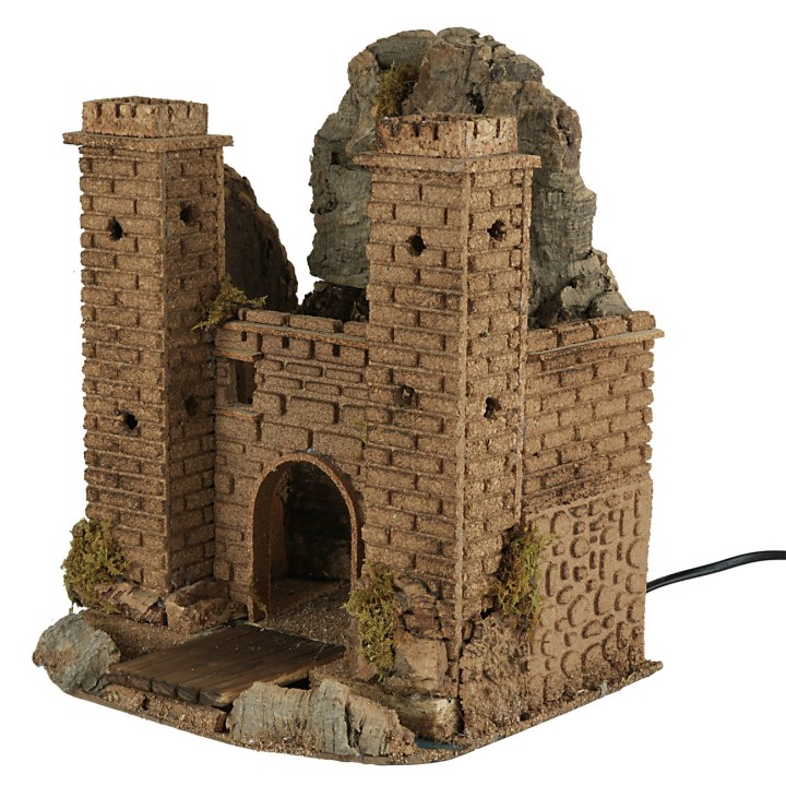 Castle with moving drawbridge cm 26x24x32 h