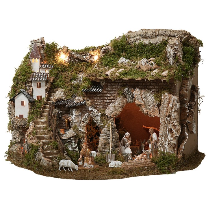 Pesebre con fuente y fuego funcionales completo de 57x37x39 cm h