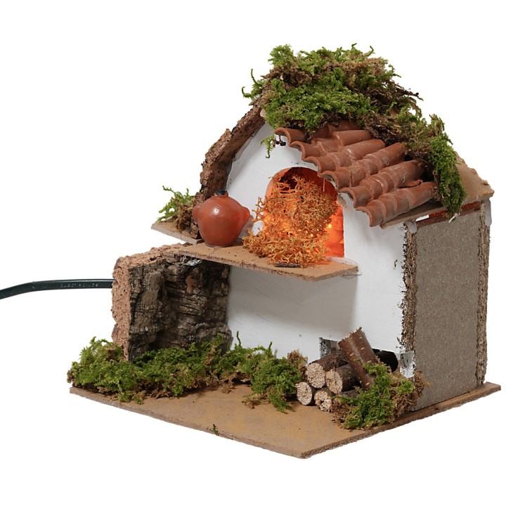 Horno con llama efecto fuego funcionando cm 15x15x14,5 h