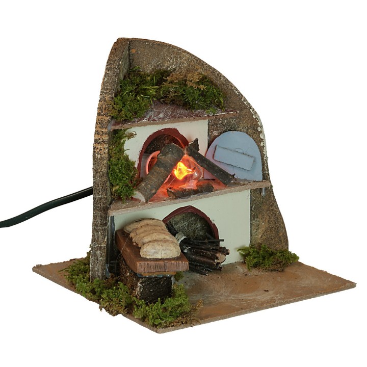 Bakery oven with working flame fire effect measuring 15x15x14.5