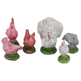 Set 6 gallinas para estatuas de altura 10 cm