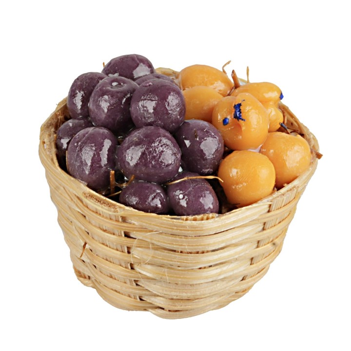 Wicker basket with apricots and plums cm Ø 2.5x2 h