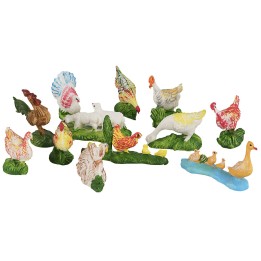 Set 12 animali da cortile per statue da 10 cm