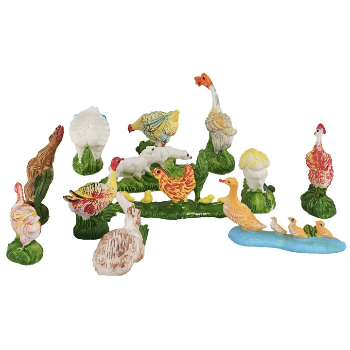 Set 12 animali da cortile per statue da 10 cm