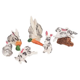 Set of 6 rabbits for 10 cm statues