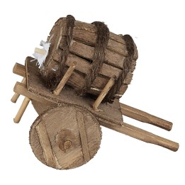 Carro in legno con botte cm 8x5x6 h