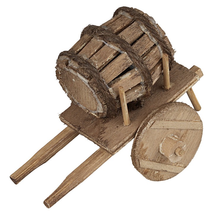 Carro in legno con botte cm 8x5x6 h