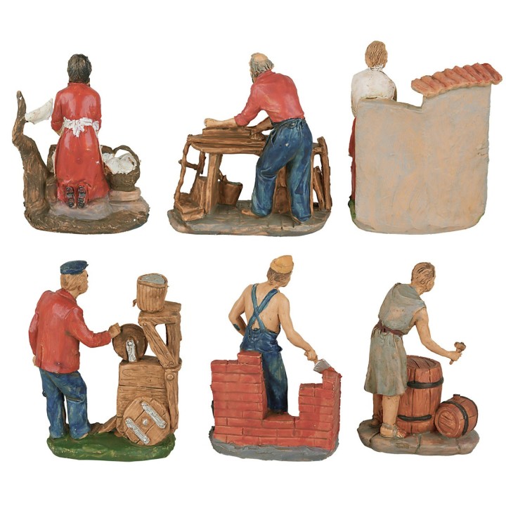 Set of 6 artisans, 10 cm for nativity scene