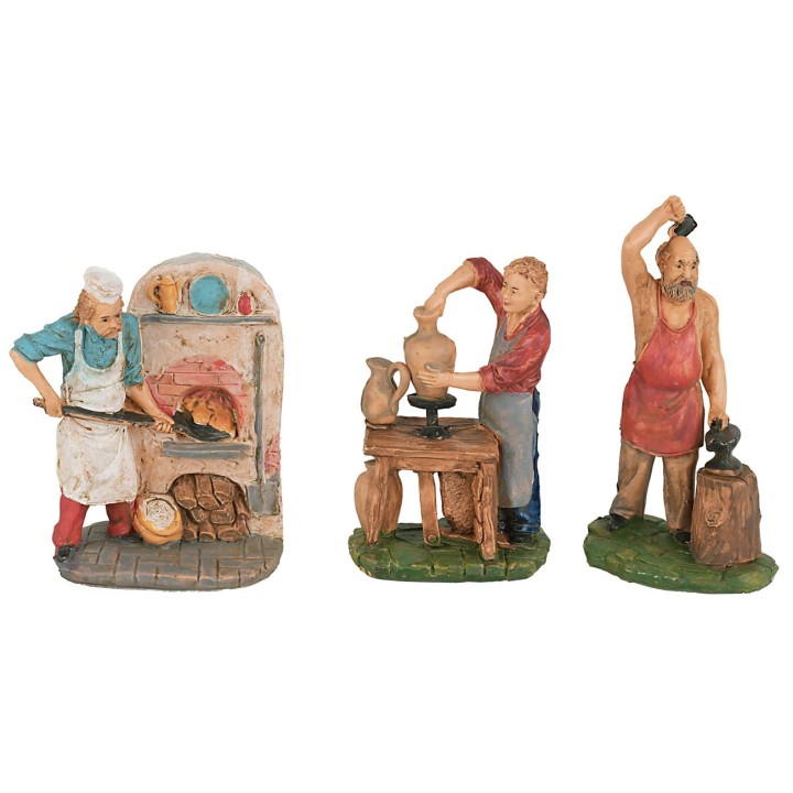 Set 6 statuine a lavoro 10 cm per presepe