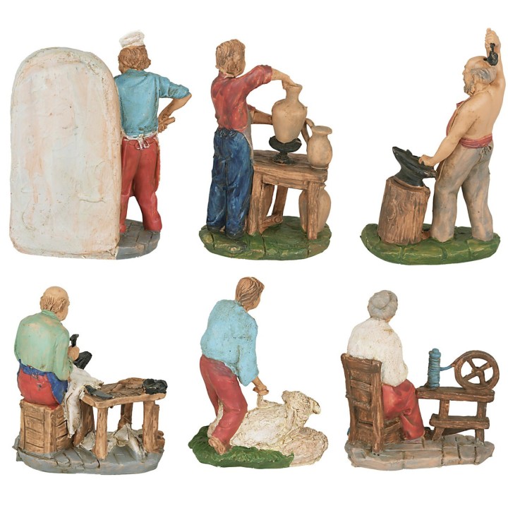 Set 6 statuine a lavoro 10 cm per presepe