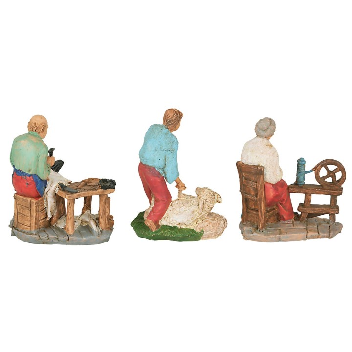 Set of 6 figurines at work, 10 cm, for nativity scenes