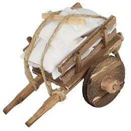 Carro de madera con sacos cm 8x7x6 h
