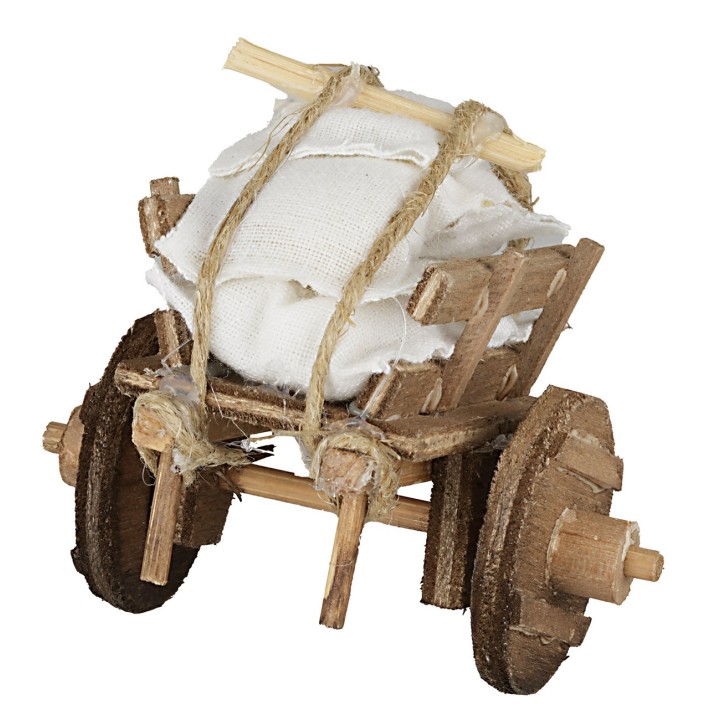 Carro in legno con sacchi cm 8x7x6 h