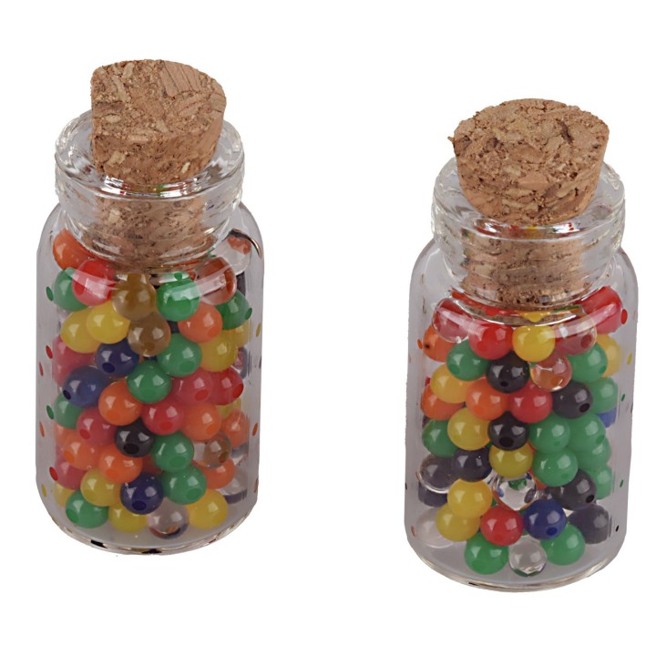 Set 2 frasquitos de perlas de 3 cm