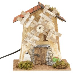 Molino de viento con aspas de madera funcionando cm 16x11,5x17 h