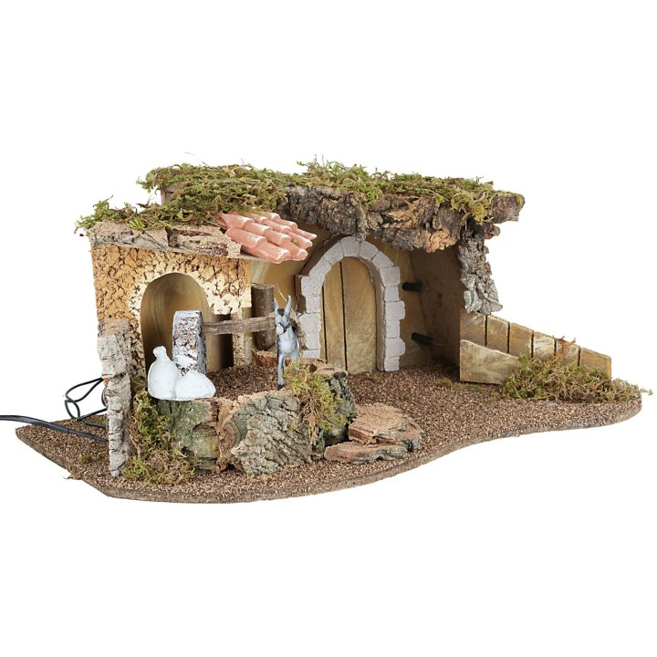 Cabaña iluminada con molino funcionando cm 51,5x31x23 h