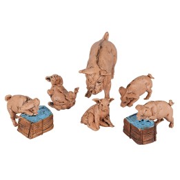 Set of 6 pigs for 10 cm figurines