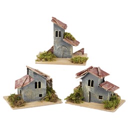 Set de 3 casitas para belén cm 14x9x10 h