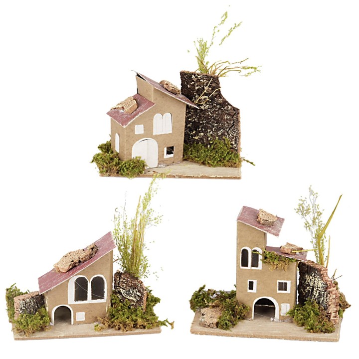 Series 3 of houses in the distance cm 14x9x15 h