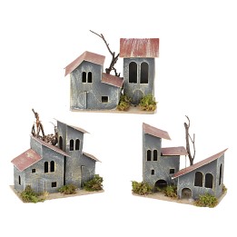 Serie 3 de casas a lo lejos cm 14x9x10 h
