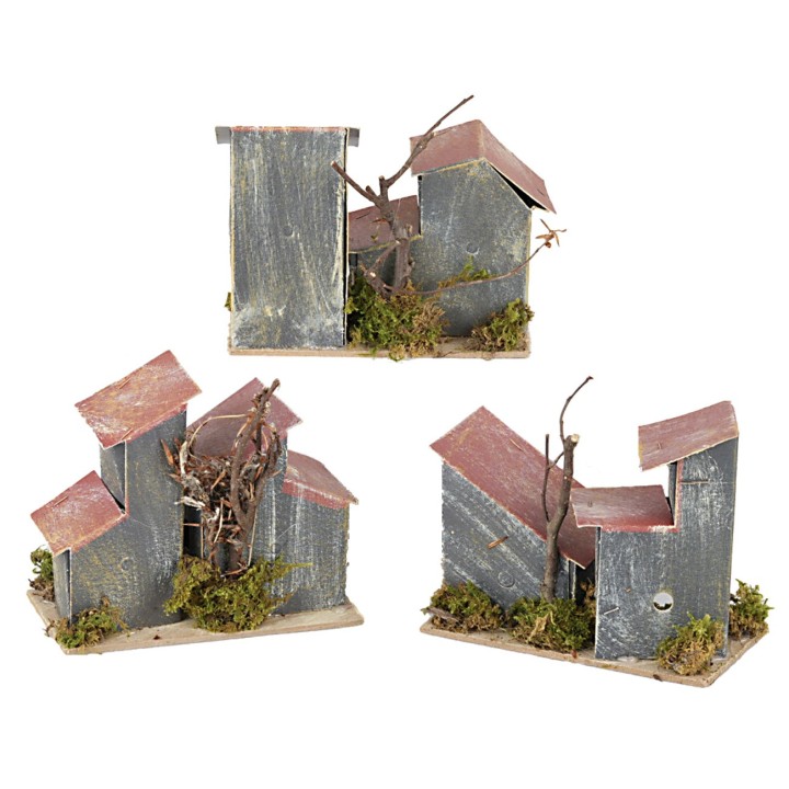 Series 3 of houses in the distance cm 14x9x10 h