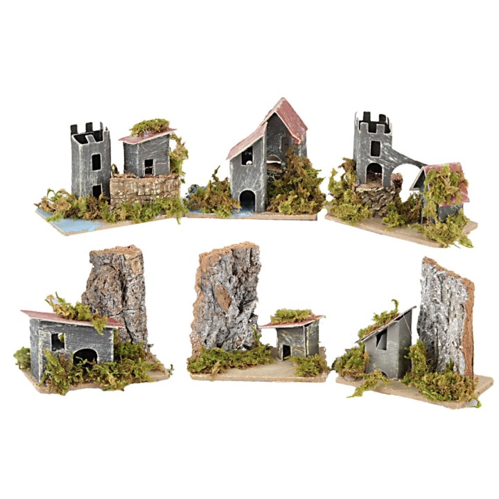 Series 6 of houses in the distance cm 8x5x7 h