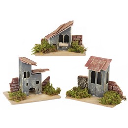 Serie de 3 casitas para belenes de 14x9x11 cm h